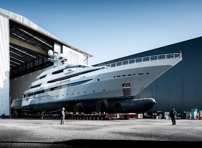 Draak superyacht outside the Oceanco shipyard